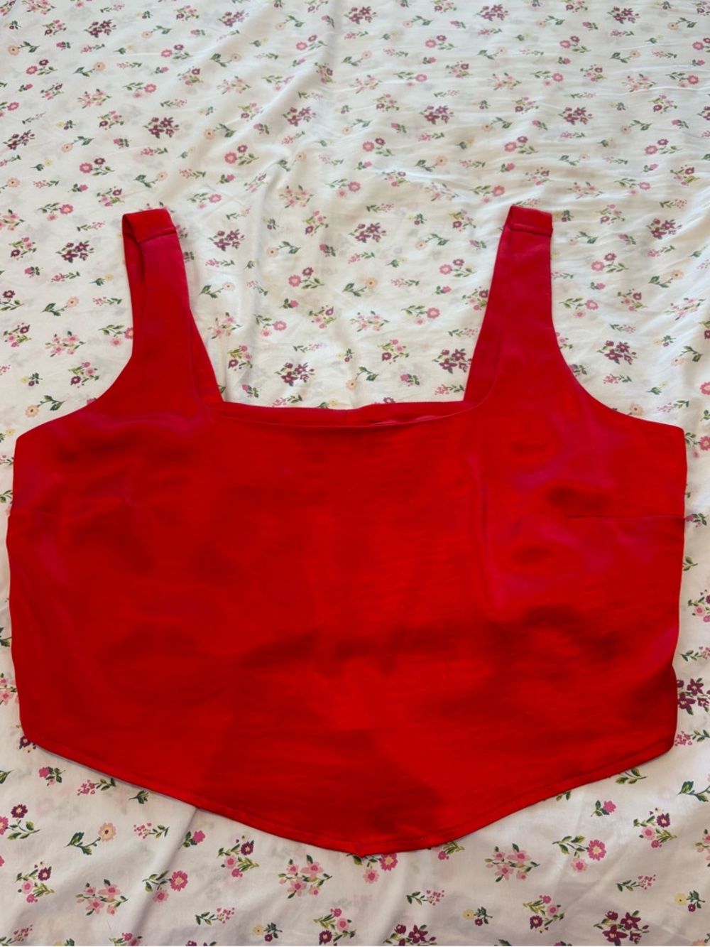 Forever 21 Red Square-Neck Crop Cami